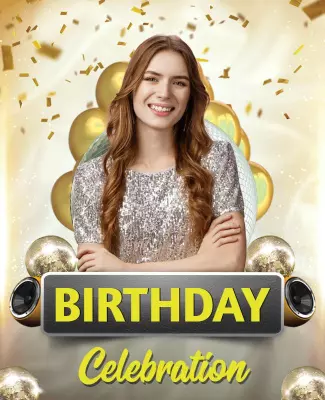 Festive Gold Birthday Celebration Party Poster Template