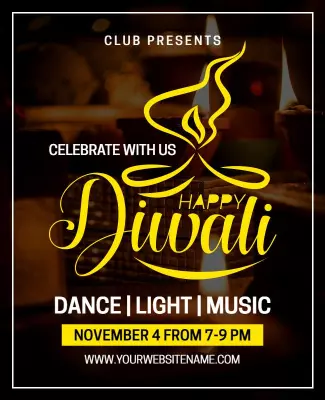 Festive Gold Diwali Celebration Dance and Music Poster Template