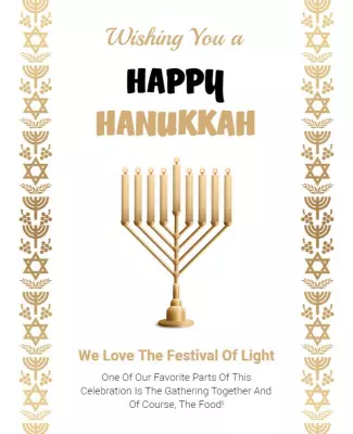 Festive Gold Happy Hanukkah Celebration Poster Template