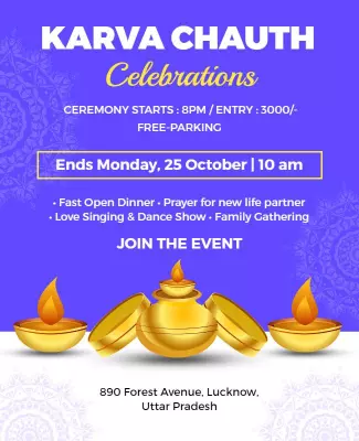 Festive Gold Karva Chauth Celebration Event Poster Template
