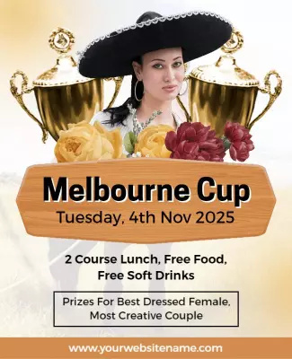 Festive Gold Melbourne Cup Celebration Event Poster Template