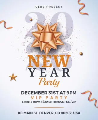 Festive Gold New Year Countdown Celebration Flyer Template