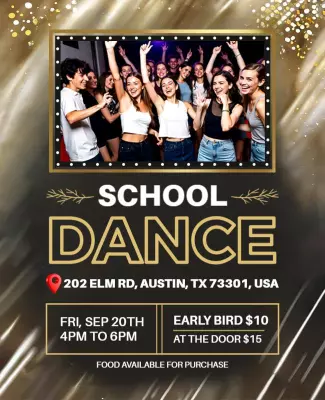 Festive Gold School Dance Celebration Poster Template
