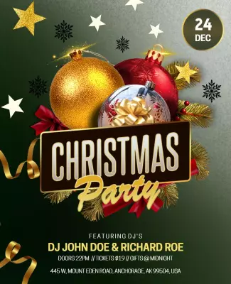 Festive Golden Christmas Party Celebration Poster Template