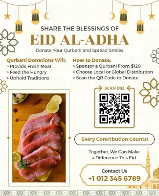 Festive Golden Eid Al-Adha Donation Campaign Poster Template