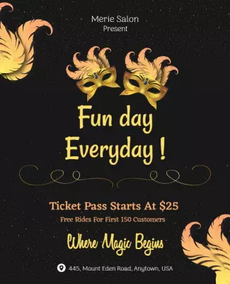 Festive Golden Evening Mask Party Celebration Poster Template