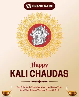 Festive Golden Kali Chaudas Celebration Poster Template