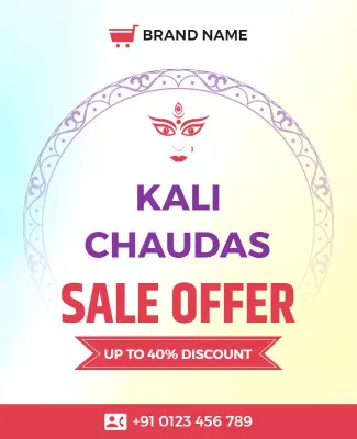 Festive Gradient Kali Chaudas Sale Offer Poster Template