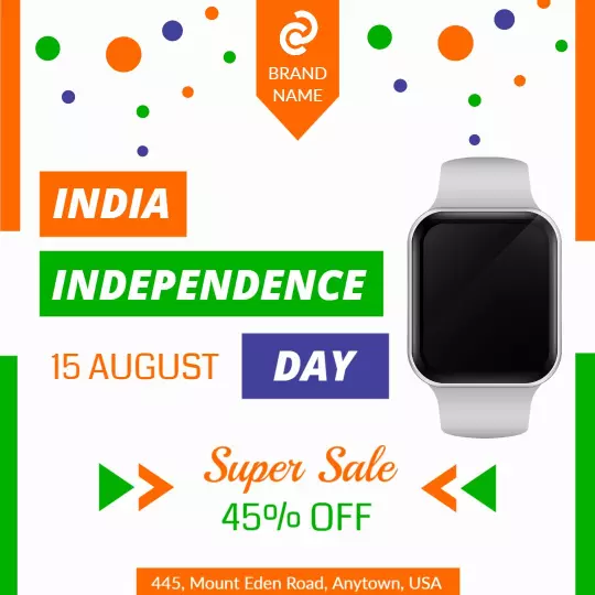 Festive Green and Orange India Independence Day Sale Ad Template