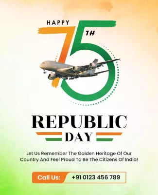 Festive Green and Orange Republic Day Celebration Poster Template