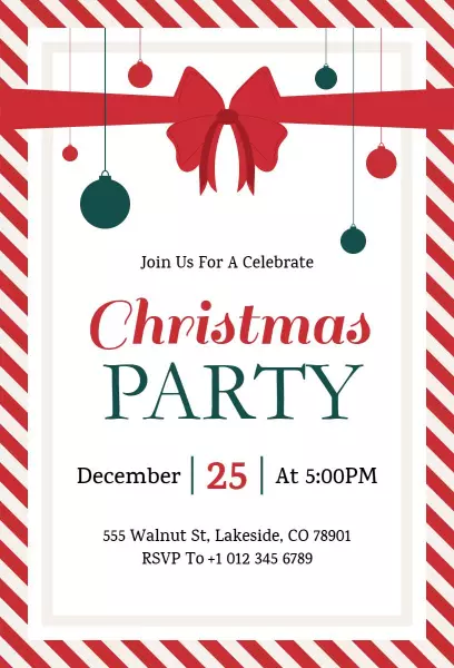 Festive Green and Red Christmas Party Invitation Template