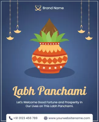 Festive Green and Terracotta Labh Panchami Celebration Poster Template