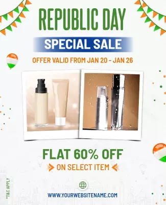Festive Green and White Republic Day Special Sale Poster Template