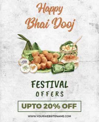 Festive Green Bhai Dooj Celebration Offers Flyer Template