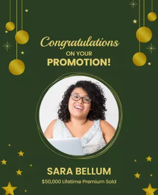 Festive Green Celebration for Career Promotion Achievement Poster Template