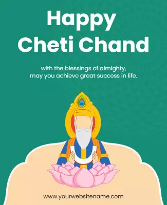 Festive Green Cheti Chand Celebration Blessings Poster Template