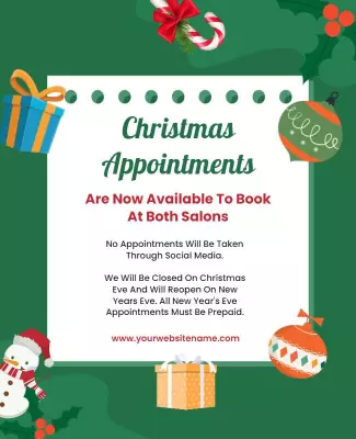 Festive Green Christmas Appointment Booking Poster Template
