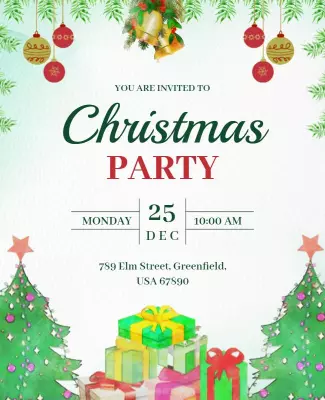 Festive Green Christmas Party Invitation Poster Template