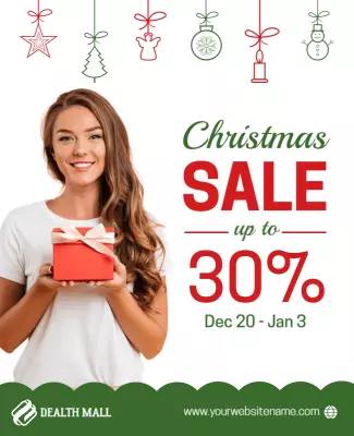 Festive Green Christmas Sale Promotion Poster Template
