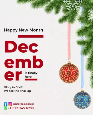 Festive Green December New Month Celebration Poster Template