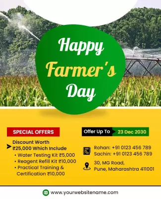Festive Green Happy Farmer's Day Special Offers Poster Template
