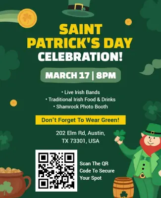 Festive Green Irish Saint Patrick's Day Event Flyer Template