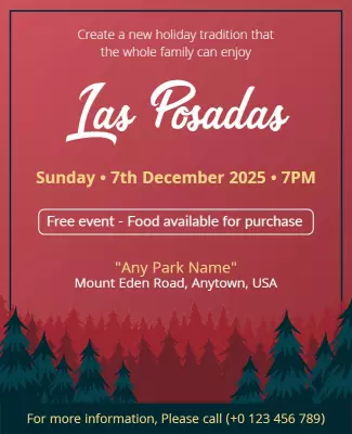 Festive Green Las Posadas Family Celebration Poster Template
