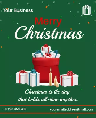 Festive Green Merry Christmas Celebration Poster Template