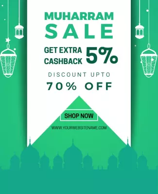 Festive Green Muharram Sale Promotional Poster Template