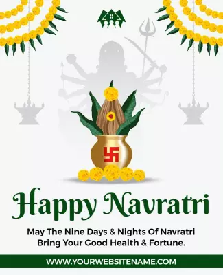Festive Green Navratri Celebration Greeting Poster Template