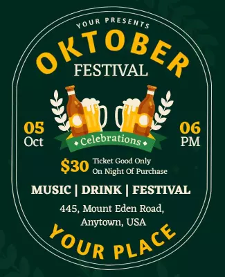 Festive Green Oktober Festival Celebration Poster Template