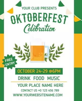 Festive Green Oktoberfest Celebration Beer Festival Poster Template