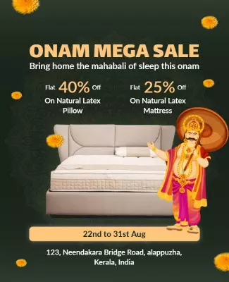 Festive Green Onam Mega Sale for Sleep Comfort Poster Template