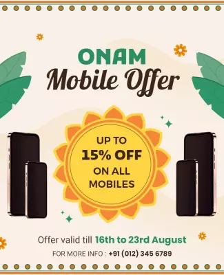 Festive Green Onam Mobile Offer Discount Poster Template
