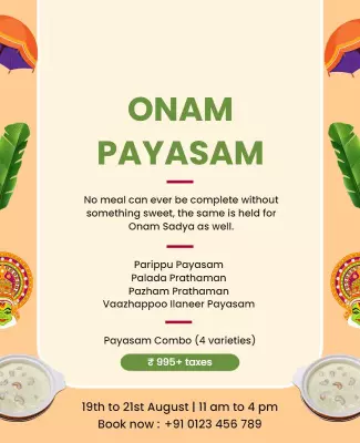 Festive Green Onam Payasam Celebration Food Poster Template
