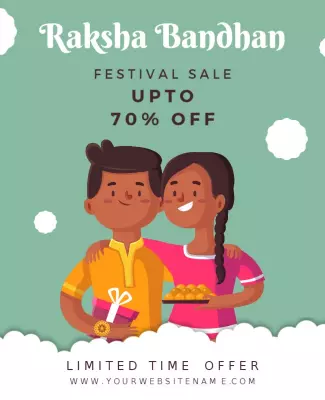 Festive Green Raksha Bandhan Sale Promotion Poster Template