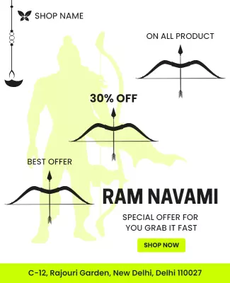 Festive Green Ram Navami Sale Promotion Poster Template