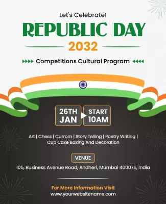 Festive Green Republic Day Cultural Program Poster Template