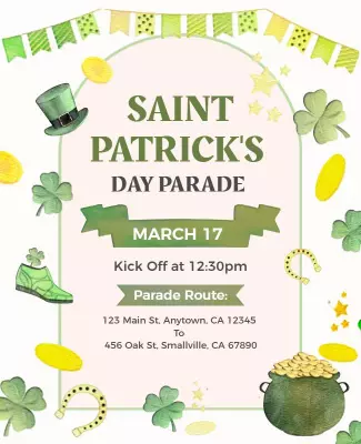 Festive Green Saint Patrick's Day Parade Celebration Poster Template