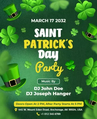 Festive Green Saint Patrick's Day Party Poster Template