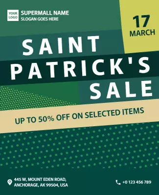 Festive Green Saint Patrick's Day Sale Poster Template