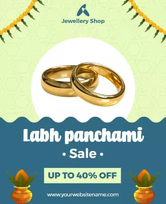 Festive Green Sale for Labh Panchami Jewelry Poster Template