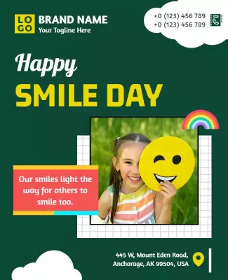 Festive Green Smile Day Celebration Poster Template