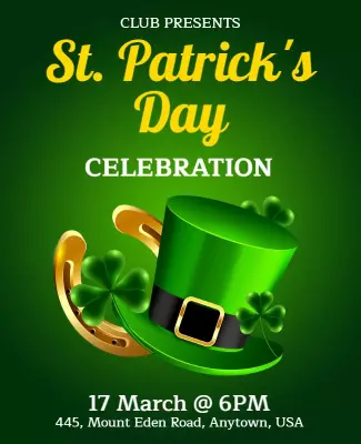 Festive Green St. Patrick's Day Celebration Poster Template