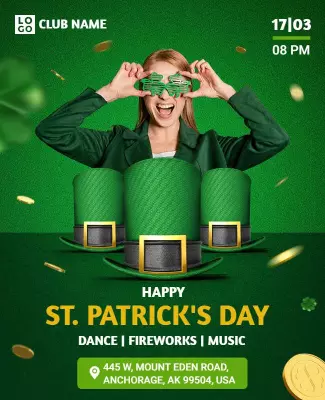 Festive Green St. Patrick's Day Dance Party Poster Template