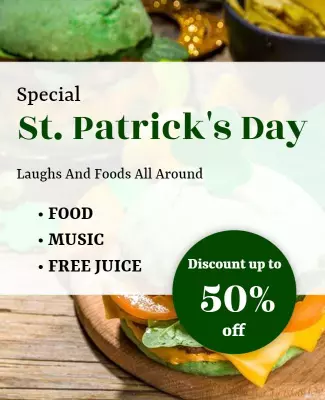 Festive Green St. Patrick's Day Food Celebration Poster Template