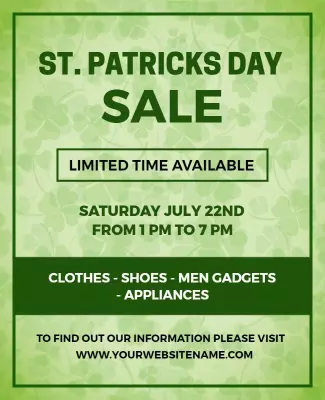 Festive Green St. Patrick's Day Sale Announcement Poster Template