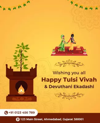 Festive Green Tulsi Vivah Celebration Poster Template