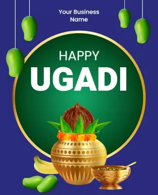 Festive Green Ugadi Celebration Poster Template