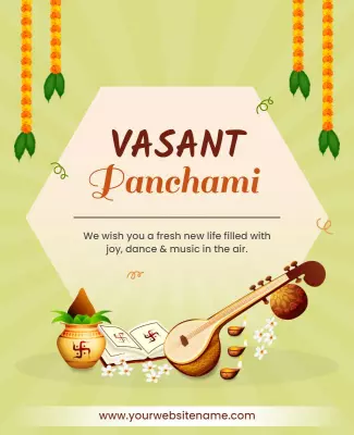 Festive Green Vasant Panchami Celebration Poster Template
